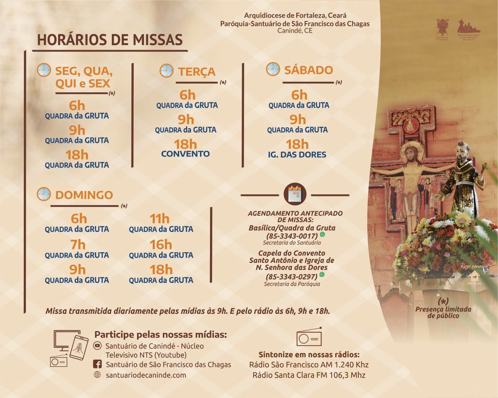Horários de Missas Santuário de Canindé Horários de Missas Santuário de Canindé