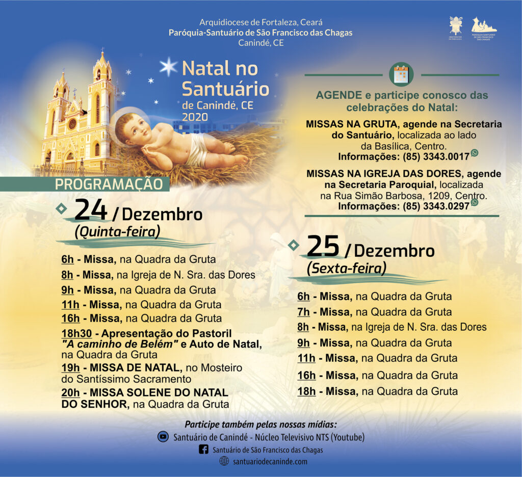 Confira os horários das Missas no Natal do Santuário - Santuário de Canindé